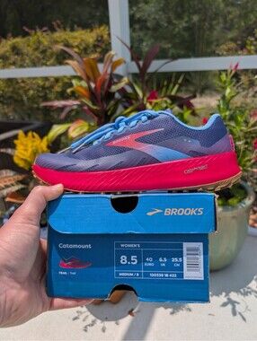 NEW Brooks Catamount Trail Running Shoes Women's Size 8.5 Deep Cobalt Diva Pink